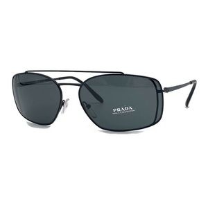 Prada 62mm Rectangle Matte Black Men’s Sunglasses